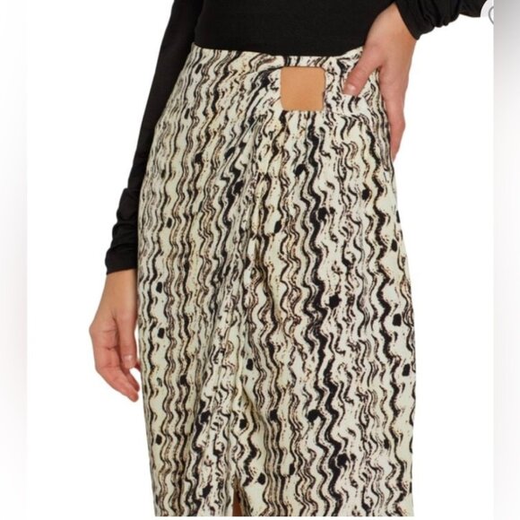 NWOT Nanushka Solice printed midi faux wrap viscose long skirt Sz S - Picture 2 of 11
